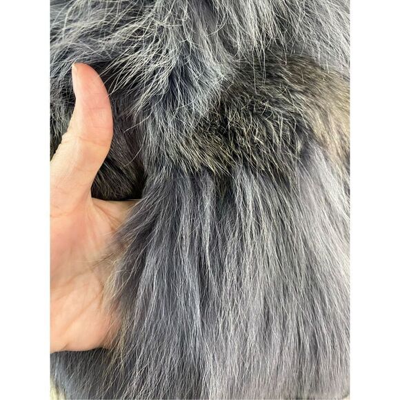 Medium, Seoul collection slate blue, gray coyote fur vest, jacket. Like new! - Picture 4 of 10